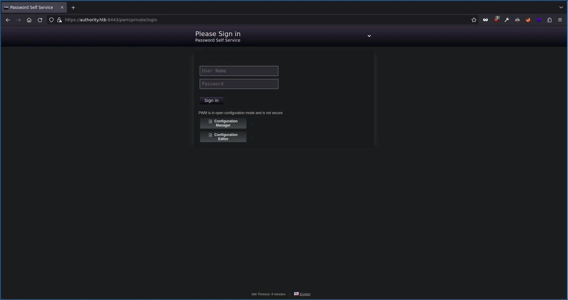 PWM service login page