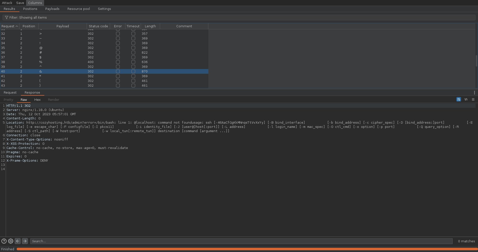 http response showing ssh output passed in as the err param