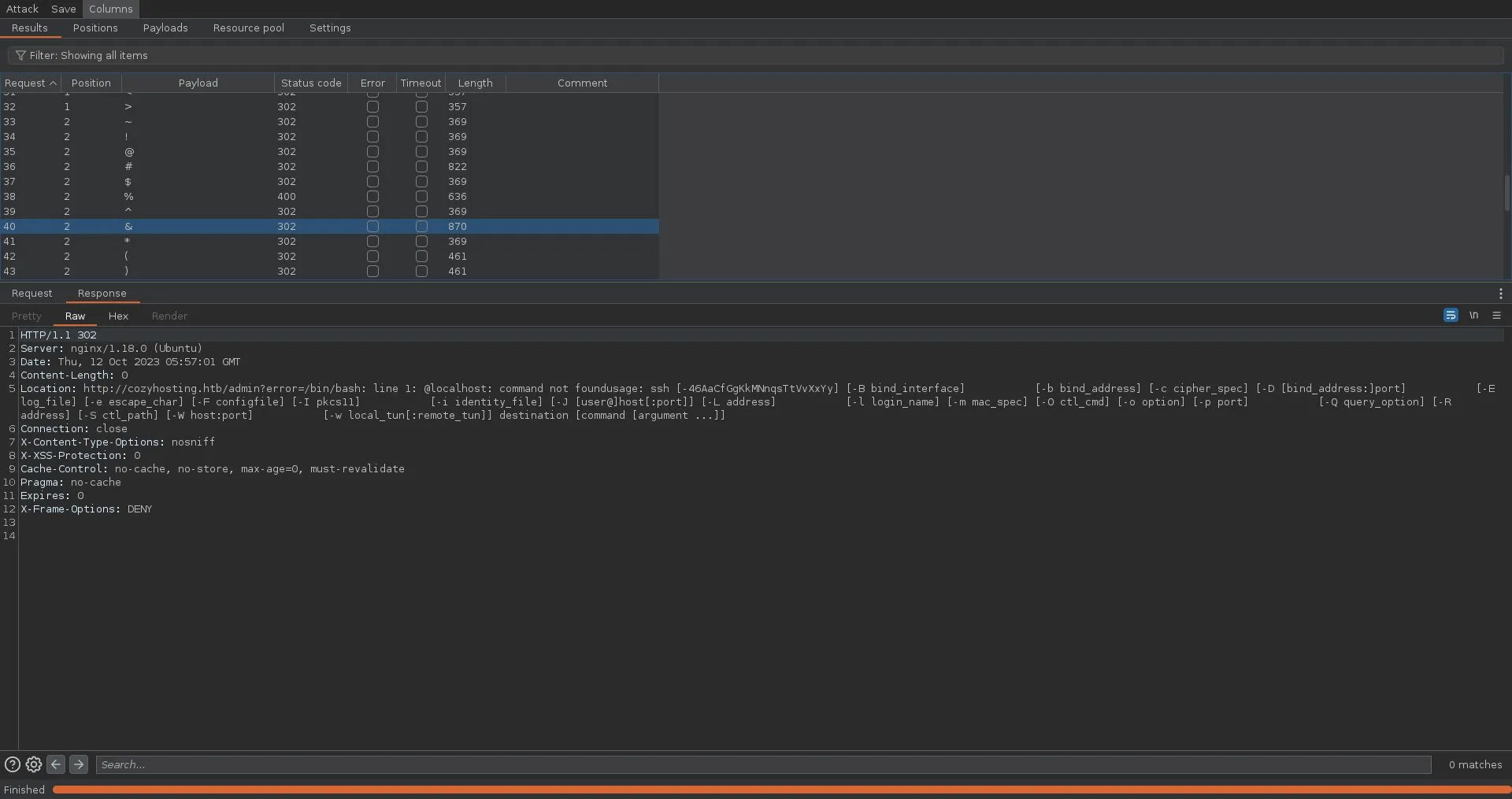 http response showing ssh output passed in as the err param