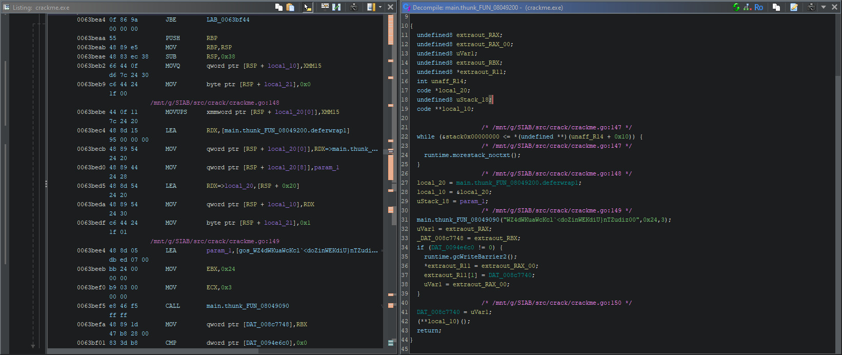 decompilation of the first function of the array