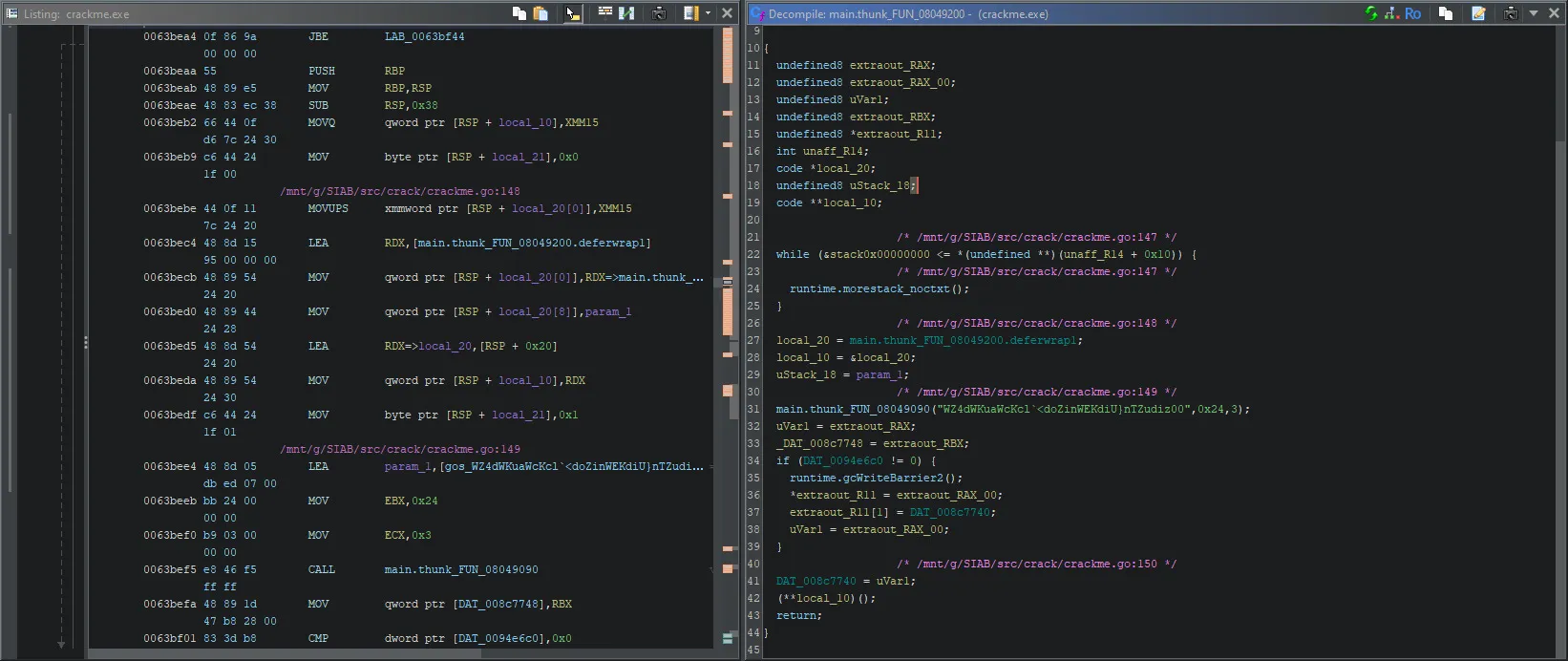 decompilation of the first function of the array