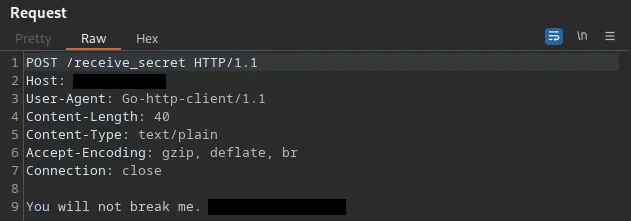 the performed post request inside of a burpsuite history window