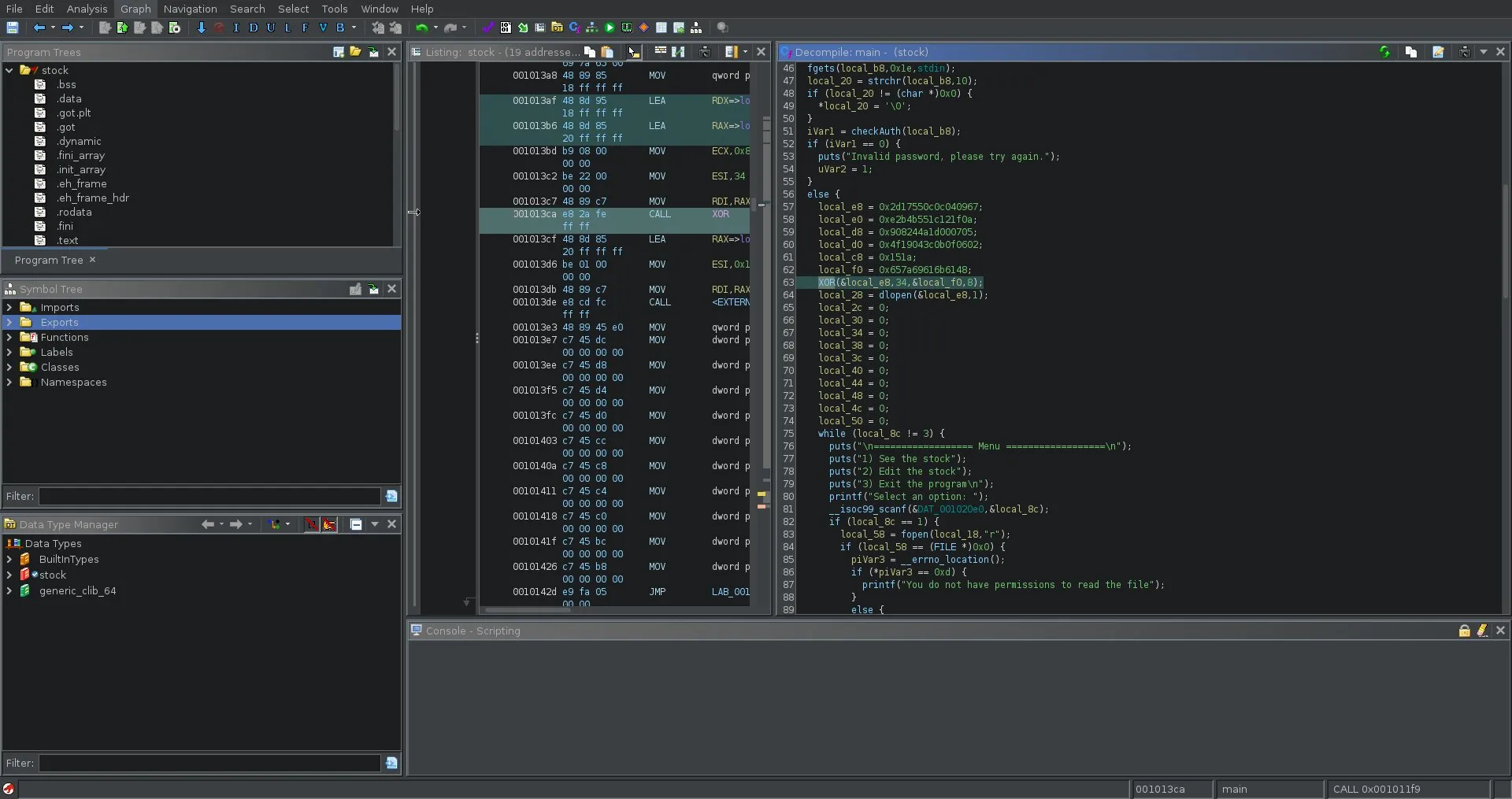 xor function passed in constants