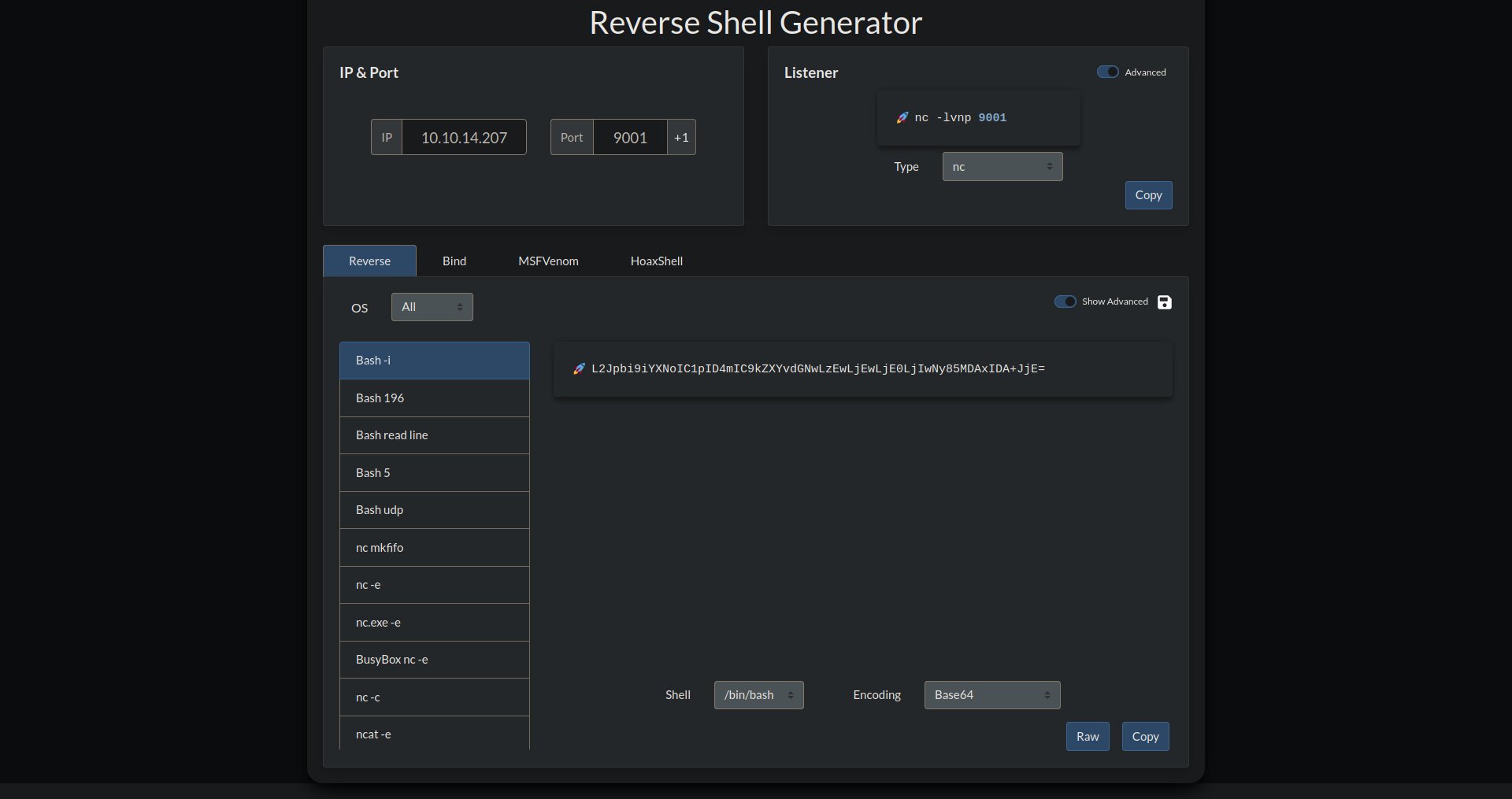 Rev shell generator website